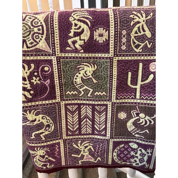 Kokopelli Woven Throw Blanket - Picture 1 of 4